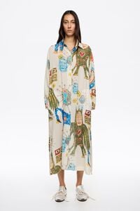 Vestido recto textura Mask Big marfil