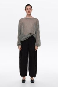 Black wide-leg cargo trousers