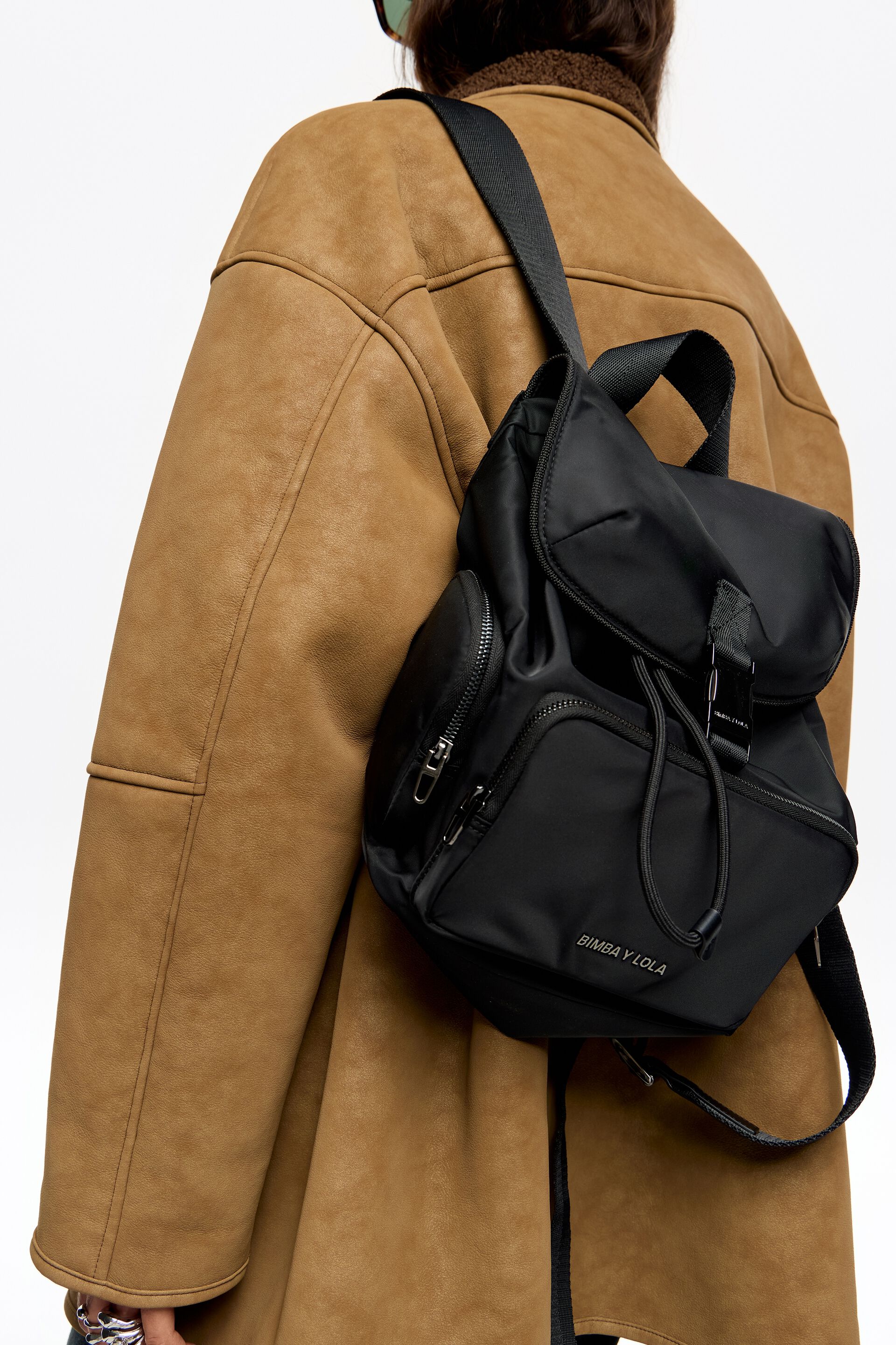 Medium black nylon Pocket backpack display picture 2