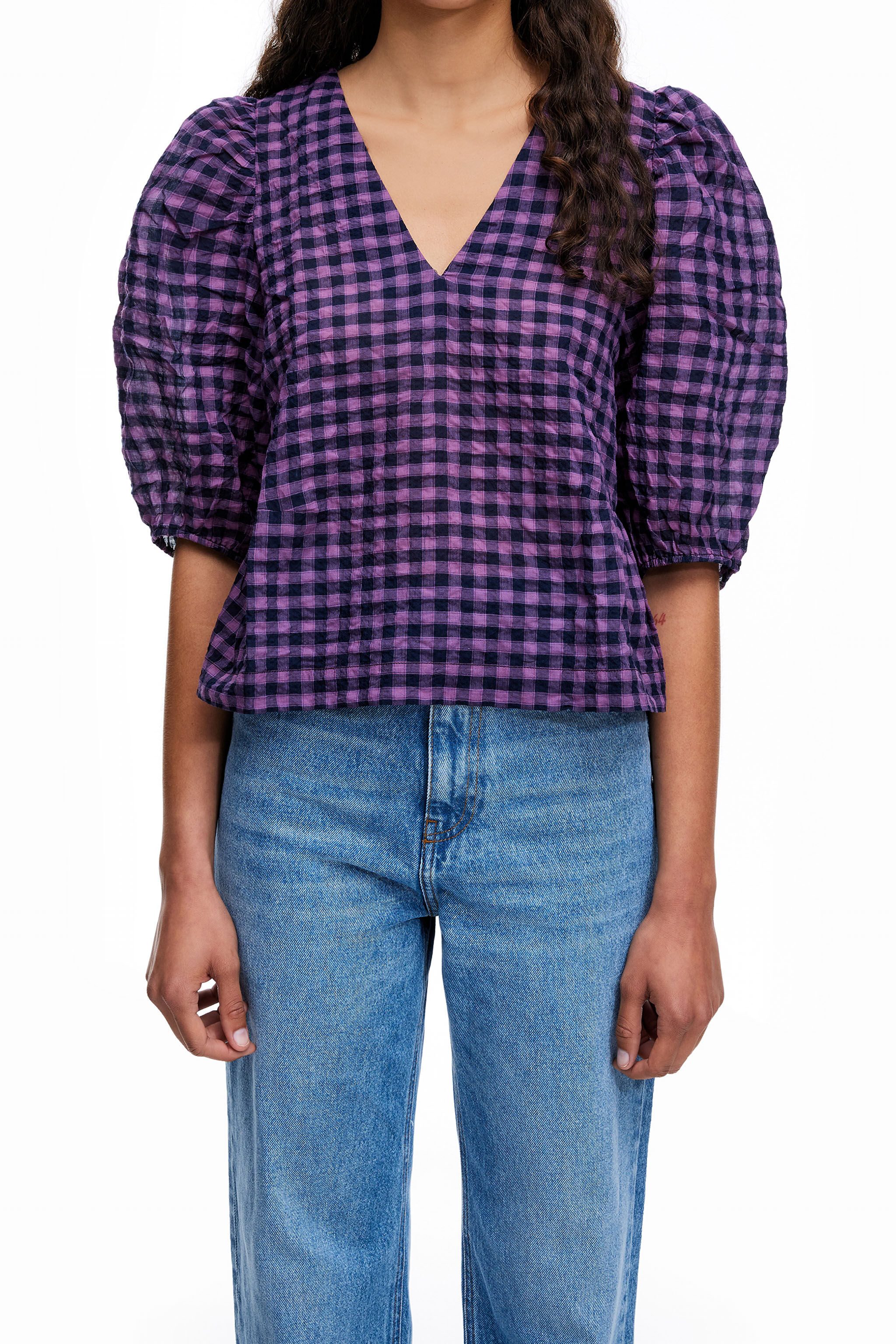 Purple gingham top