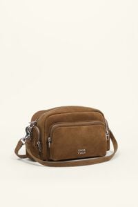 Large olive suede Pocket crossbody bag
