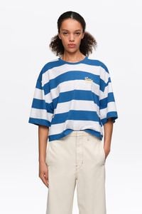Brown striped cotton boxy T-shirt