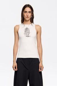 Camiseta logo abalorios blanca