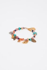 Pulseira siluetas metal pedras multicolores