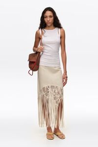 Sp&oacute;dnica nieregularne frędzle len piaskowa