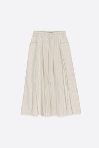 Ivory striped A-line skirt