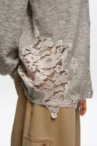 Light gray long lace cardigan