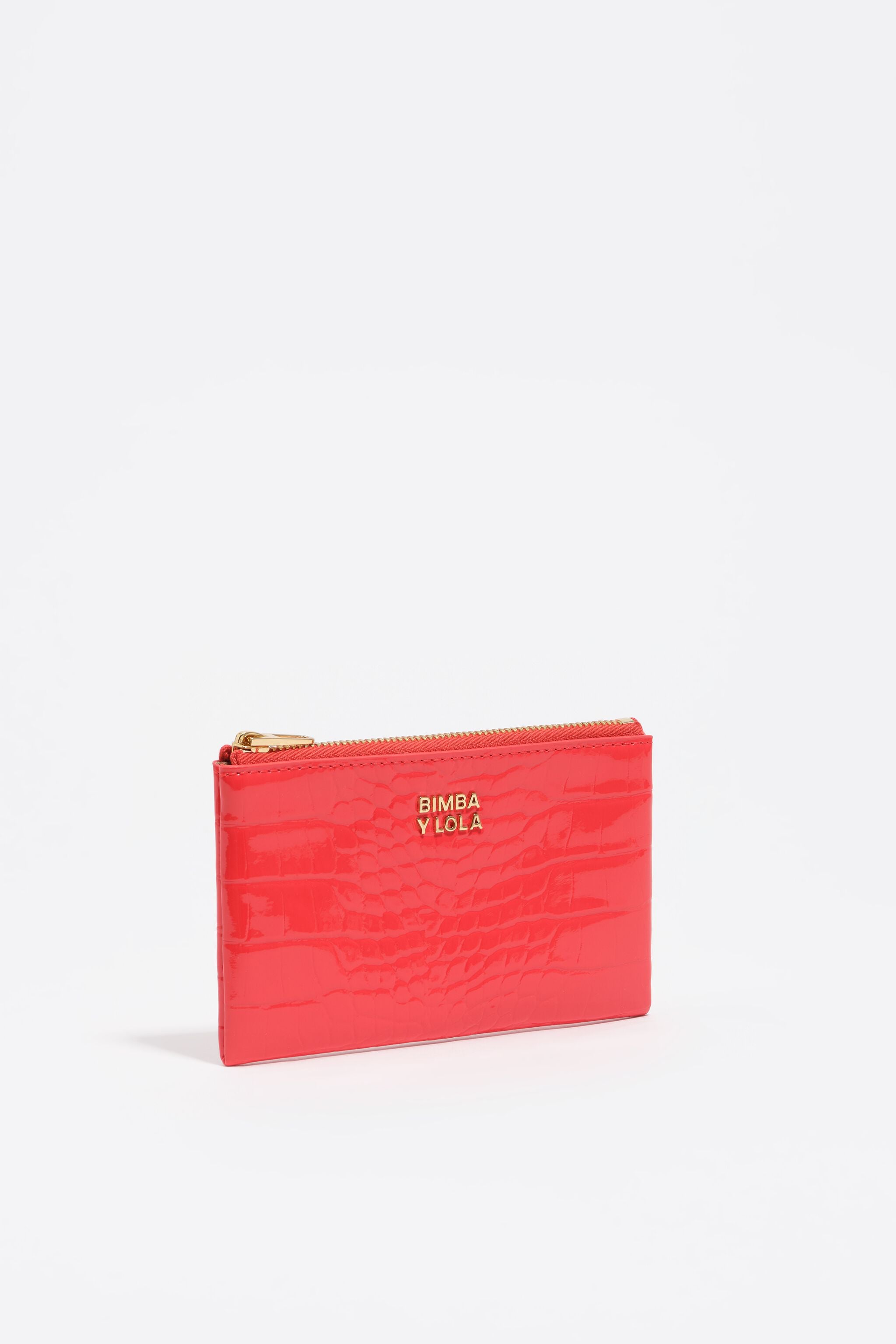 Coral mock croc coin purse