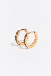 Pendientes aro peque&ntilde;o cristales multicolor dorados