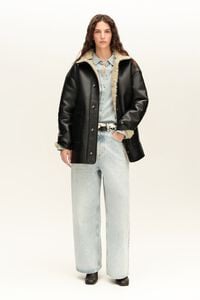 Sand reversible shearling jacket