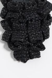 Black raffia pointed slingback ballerina