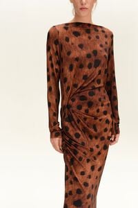 Deer black and brown Ruched, fitted dress