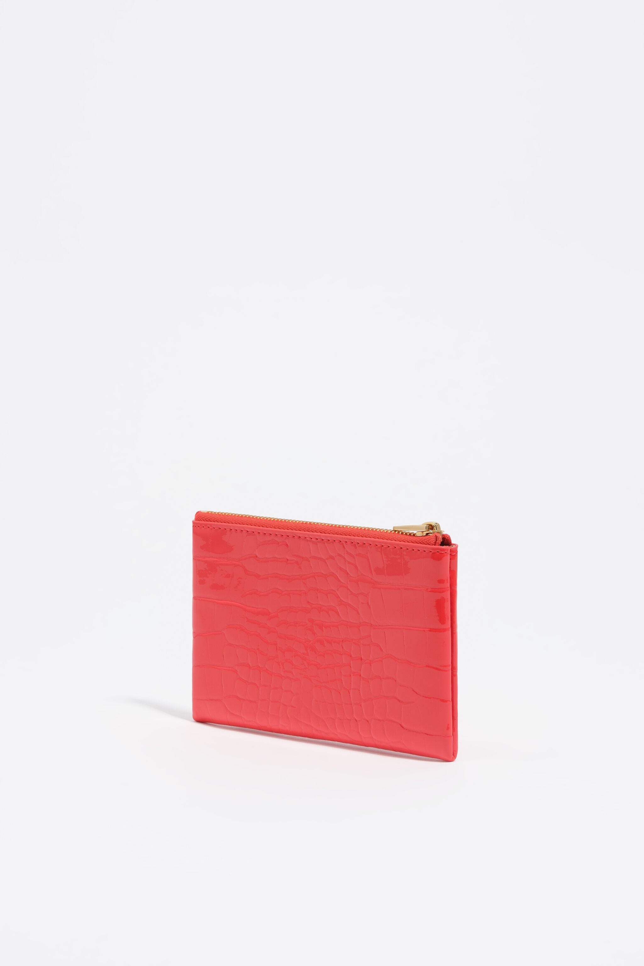 Coral mock croc coin purse
