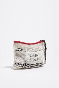 Medium white raffia-effect handbag