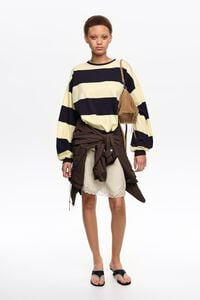 Blue and yellow striped oversize T-shirt