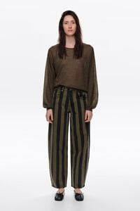 BARREL - Khaki striped denim trousers
