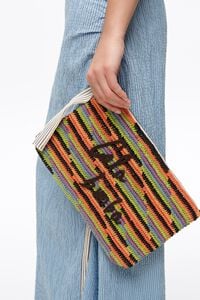 Bolso de mano trenzado grande algod&oacute;n naranja