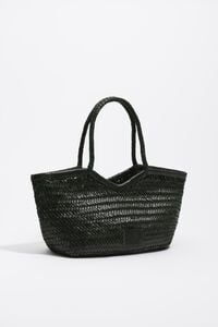 Bolso shopper grande trenzado piel verde oscuro
