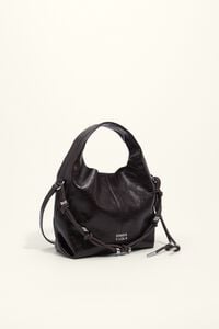 Small espresso leather Paper bag