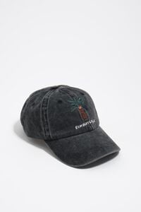 Gorra cot&oacute; rentada negra palmera