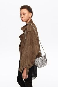 Silver plaited leather mini bag