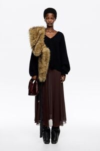 Brown flared midi skirt