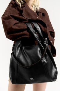 Large black leather Paper bag