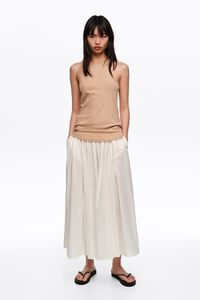 Saia fruncida con volume algod&oacute;n branca