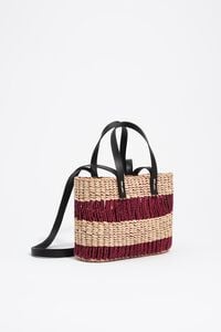 Bolso capazo peque&ntilde;o rafia burdeos