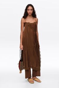 Vestido pantal&oacute;n encajes oliva oscuro
