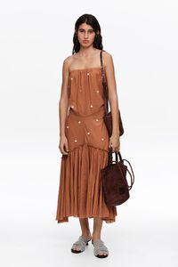 Toffee ruched strapless dress