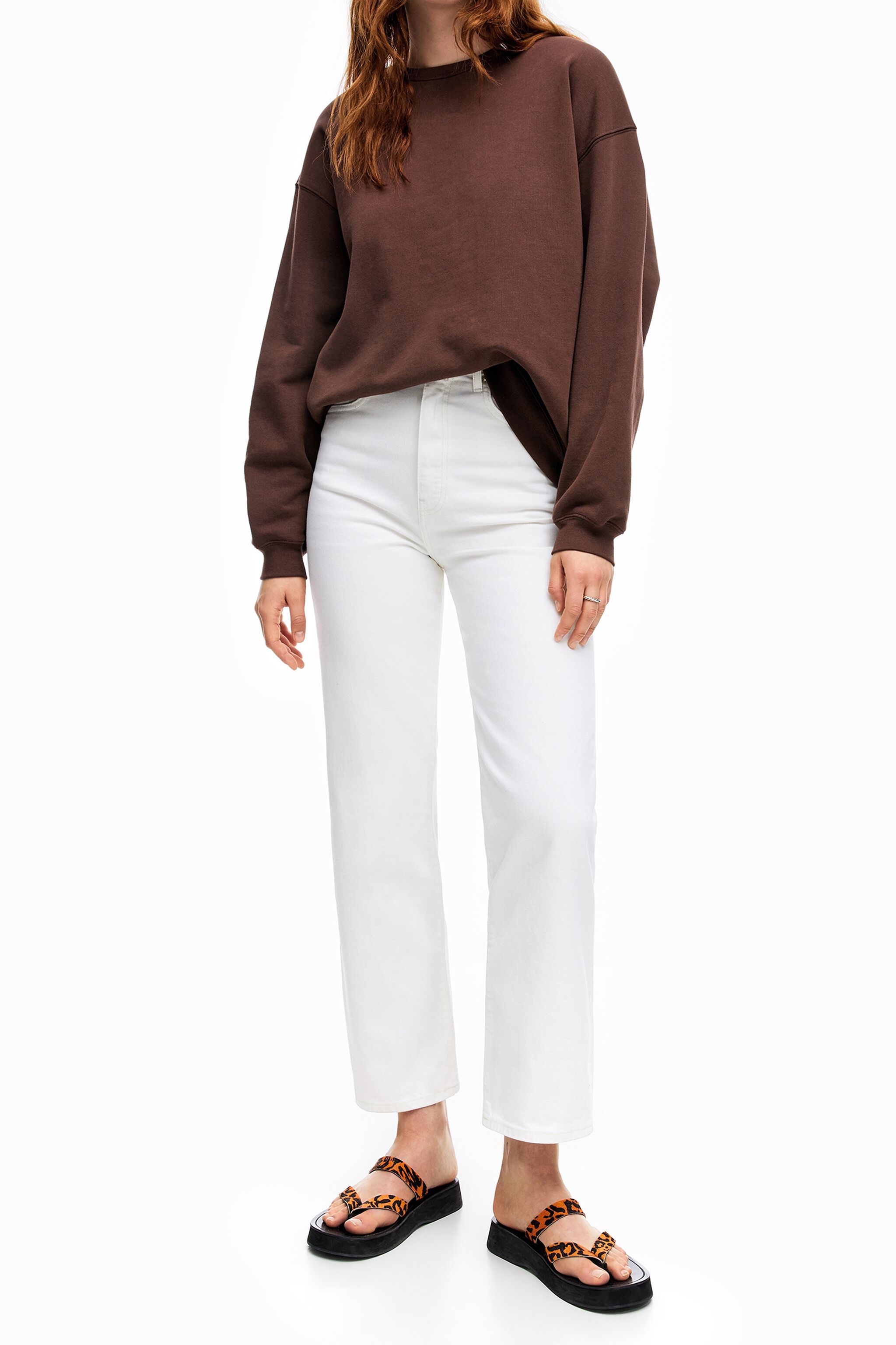 STRAIGHT CROPPED- Pantalon jean blanc