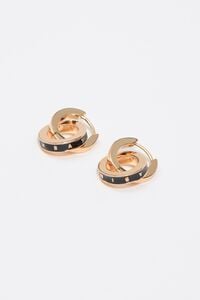 Medium black logo double hoop earrings