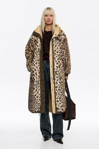 Long reversible beige Leopard coat