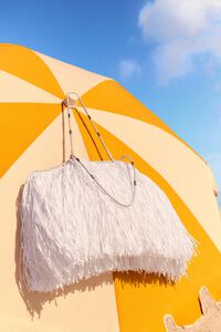 Large white raffia-effect shopper bag
