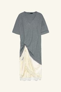 Vestido camiseta bimateria n&oacute; gris melange