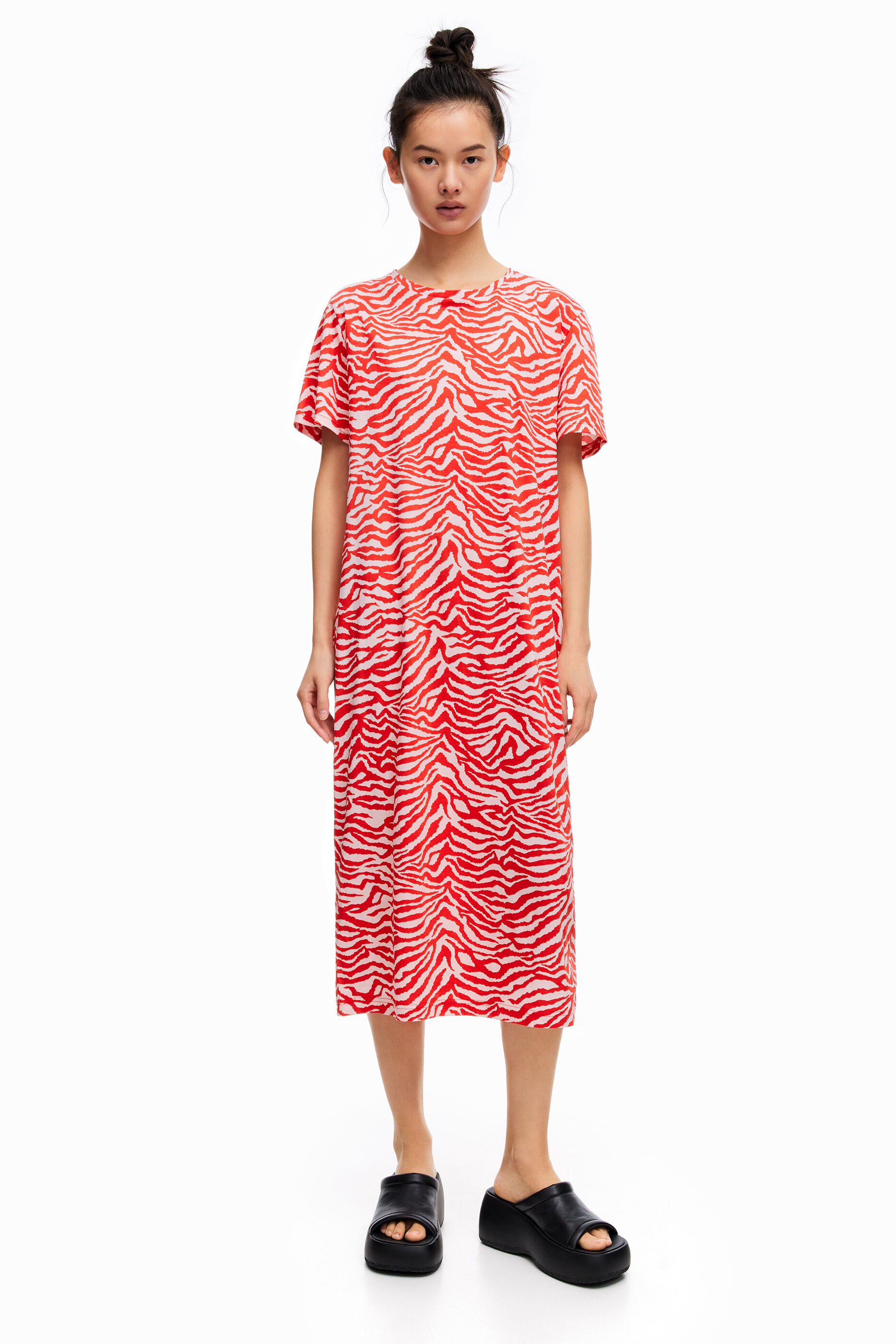 Vestido camiseta print Tiger rojo