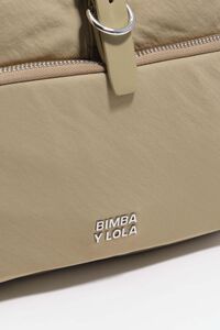 Light khaki nylon pocket backpack