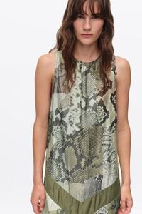 Sukienka litera A snake patchwork zielona