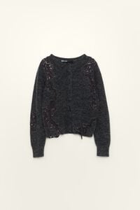 C&aacute;rdigan mohair encajes gris melange oscuro