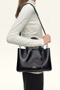 Medium black leather Chihuahua tote bag