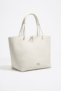 Bolso shopper mediano piel blanco roto