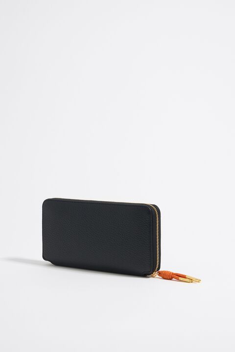 Black leather horizontal with zip wallet