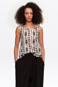 White devor&eacute; Moon stripes vest top