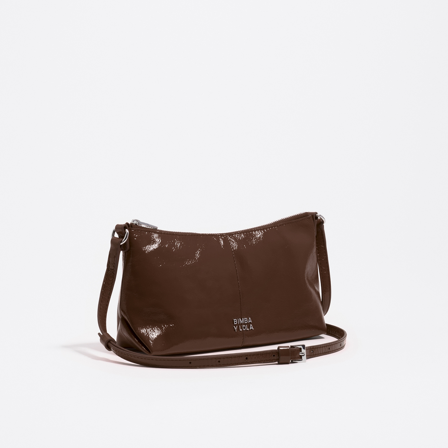 Bimba Y Lola Moka Mini Mocha Shiny Leather Crossbody Bag