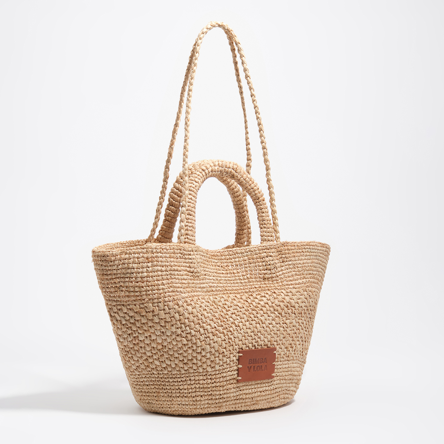 Bimba Y Lola Natural Large Raffia Plaited Bag