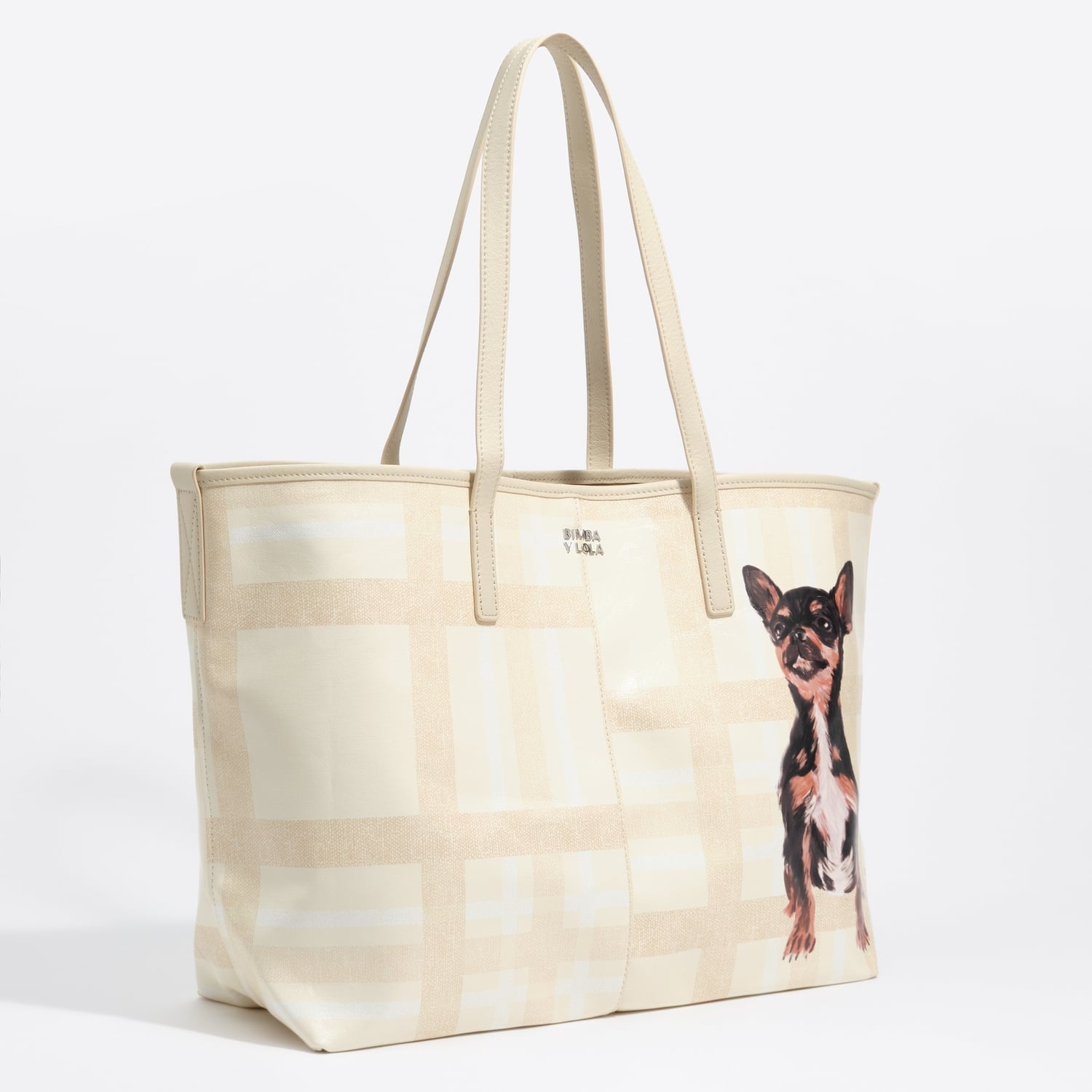 Torba shopper duża tartan kość słoniowa