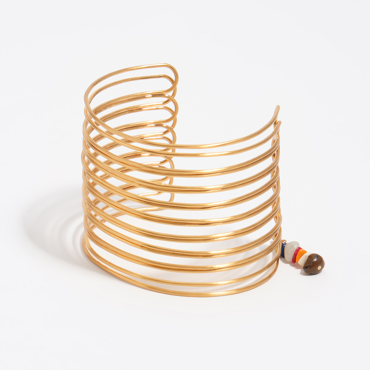 Bimba Y Lola Gold Forearm Bracelet With Bands In Aged Texture