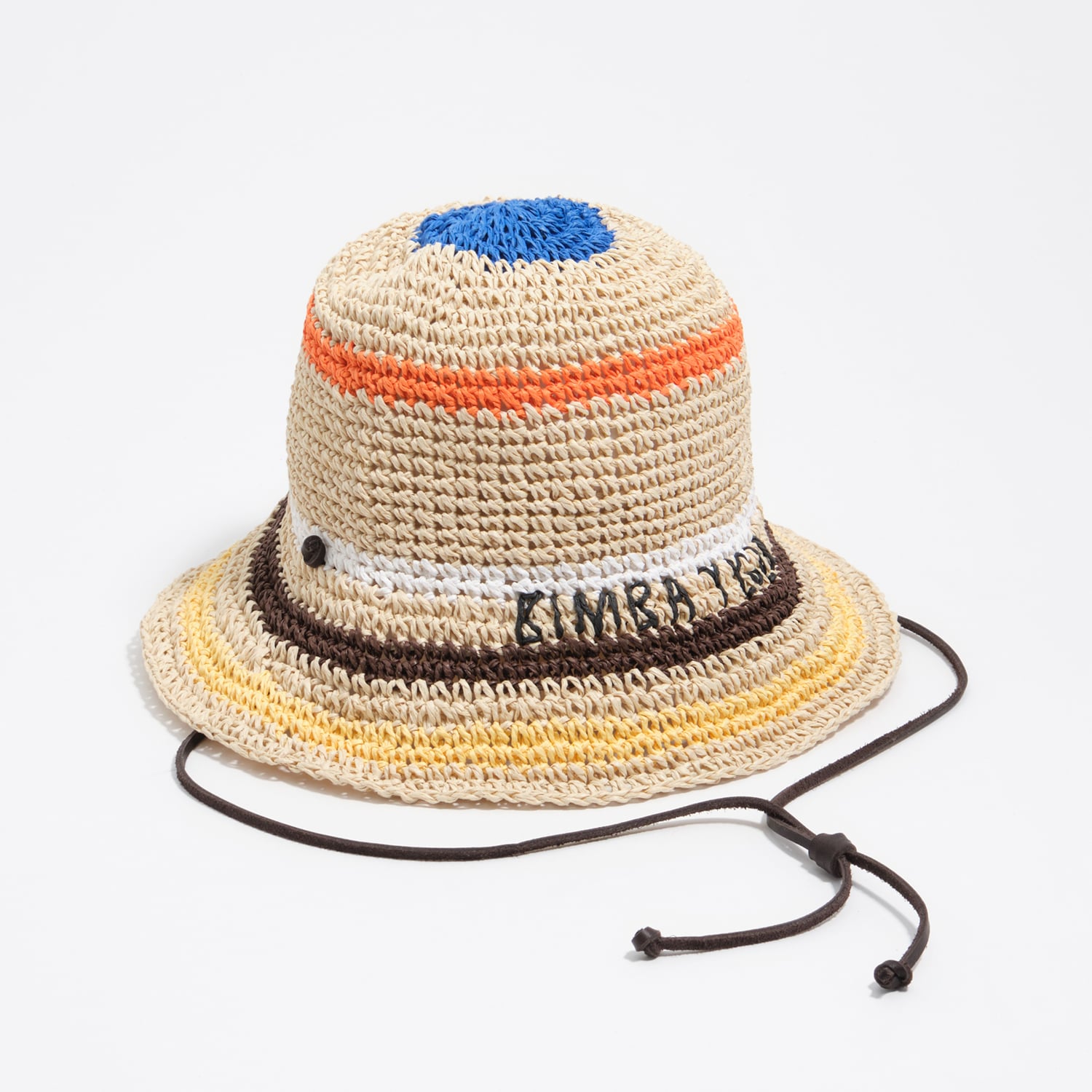 Bimba Y Lola Natural Raffia-Effect Hat With Multicolor Stripes