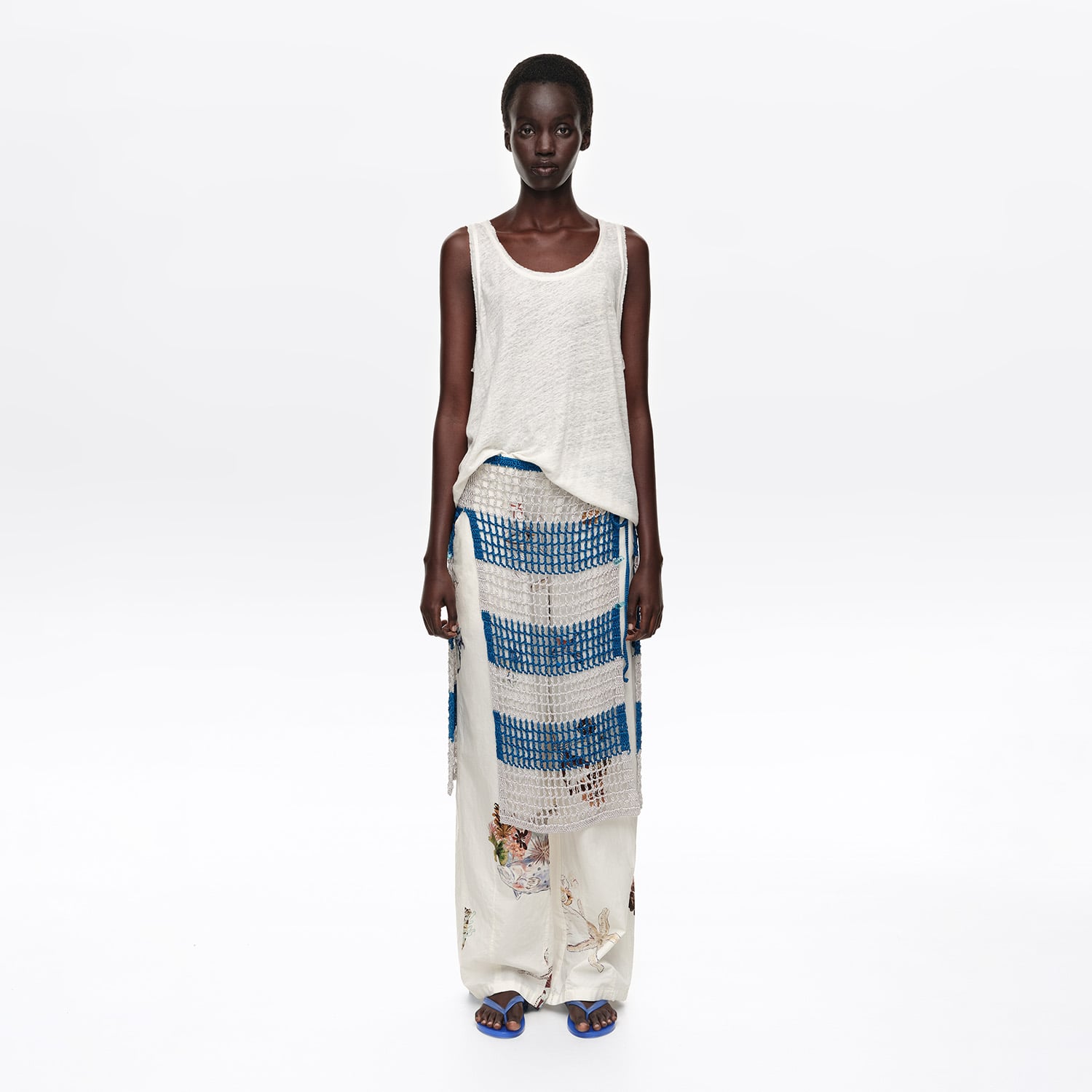 Bimba Y Lola Silver Striped Crochet Sarong